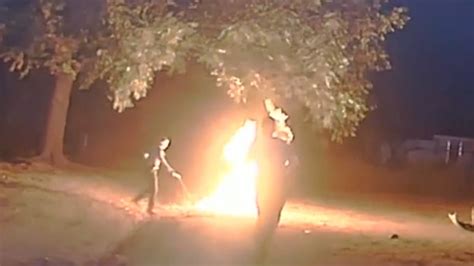 tased and caught on fire